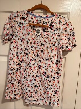 Joules Multicolor Leopard Print V-Neck Tee